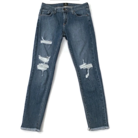 Just Black Distressed Skinny Jeans - Picture 1 of 8